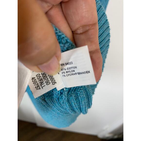 The Gap Stretch Turtle Neck Long Sleeve Knit Sweater Aqua Blue XL NEW - Picture 4 of 7